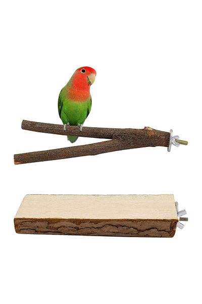 Alyones Natural Wood Bird Perch Stand - Multi-Branch Perch with Tree and Fork Perch