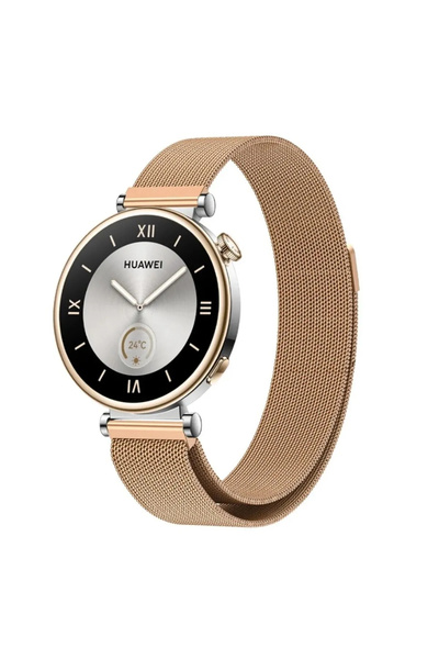 ÜNİCELL Huawei Watch GT4 41mm (18mm) Uyumlu Mıknatıslı Metal Hasır Örgü Kordon