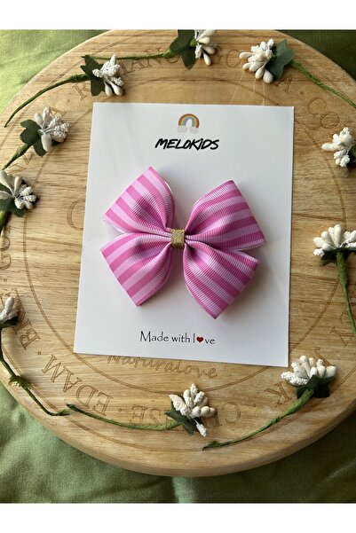MeloKids Barbi Pattern Pink Striped Ribbon Clip Buckle