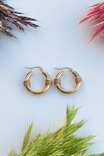 The Collection Karmaz Simav Model Gold Women's Hoop Earrings