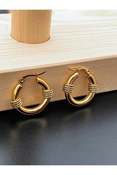 The Collection Karmaz Simav Model Gold Women's Hoop Earrings