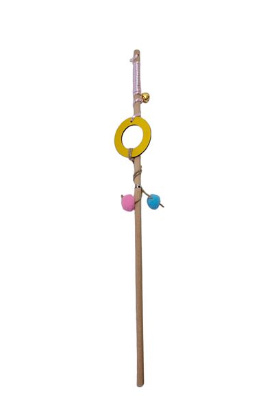 Be Cat Cat Fishing Rod Wooden Handle Colorful Furry Toy 50 Cm
