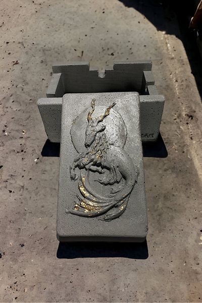 RocArt Home Τασάκι από σκυρόδεμα με χρυσό φύλλο Capricorn Capricorn - Σειρά Zodiac
