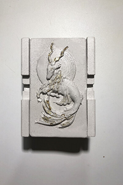 RocArt Home Zodiac Serisi Beton Küllük Capricorn Oğlak Burcu Gold Varaklı