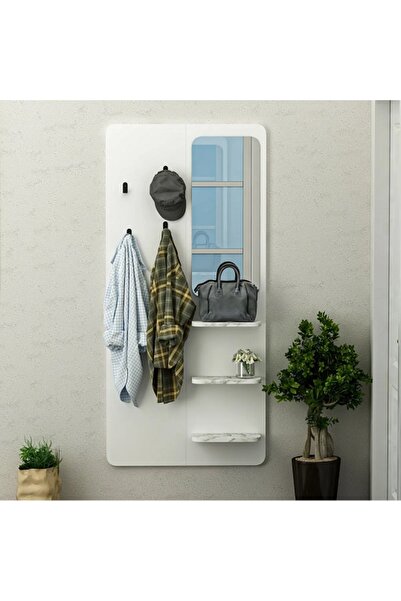 Meltem Çelik - BMdekor Portmanto Askılık Beliz Beyaz Mermer Desen