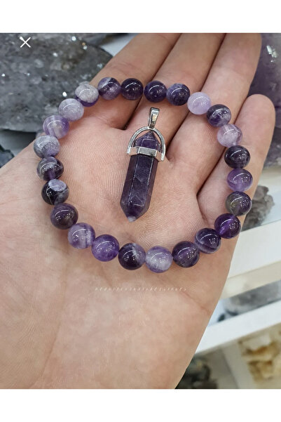 Generic Brand Amethyst Natural Stone Bracelet 8 Mm Aa Quality (With Necklace ...