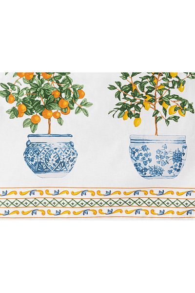 Madame Coco Orange Citron Polycotton Tablecloth - 160x200 Cm