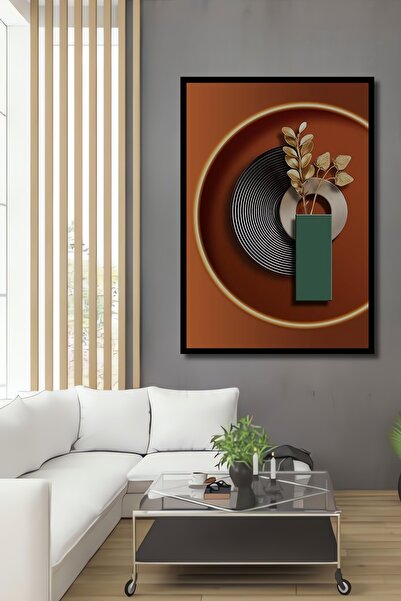 Teona Ahşap Dekoratif Modern Soyut Dekoratif Vazo Ahşap Tablo Çerçeve Görünüm...