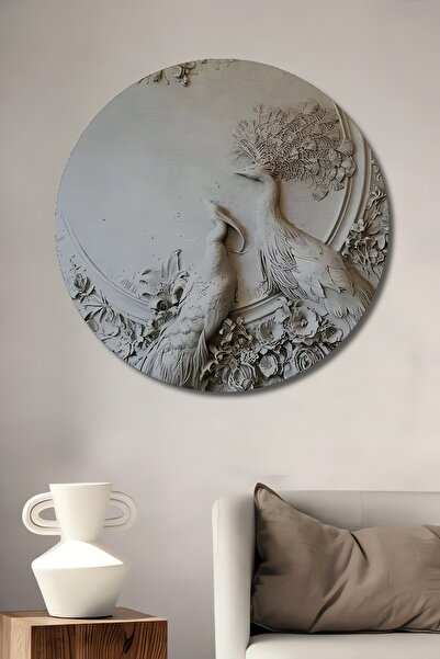 Teona Ahşap Iki Tavus Kuşu Duvar Heykeli Rölyef Duvar Süsleme Ahşap Tablo Şık...