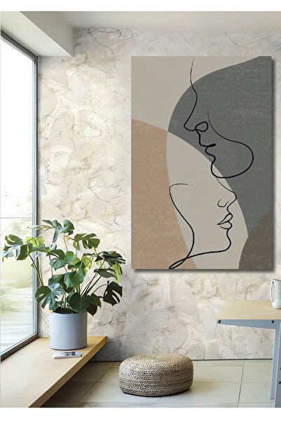 Teona Ahşap Dekoratif Dikey Minimalist Modern Sanat Birbirine Bakan Çift Duva...