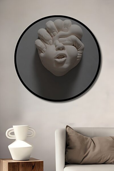 Teona Ahşap Dekoratif Kafayı Tutan El 3 Boyutlu Heykel Duvar Tablo Ahşap Yuva...