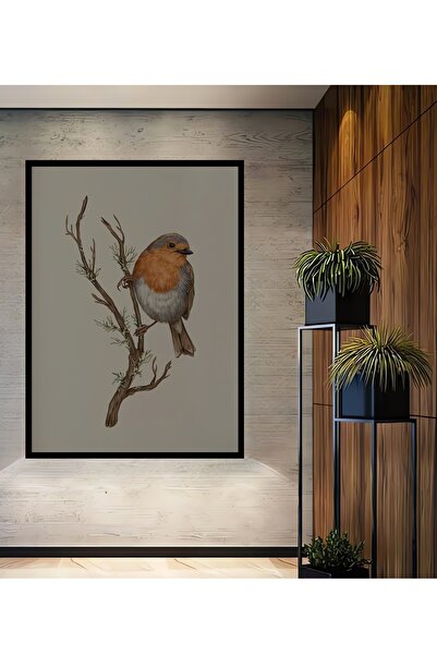 Teona Ahşap Dekoratif Tablo Kuş Çizim Çerçeve Görünümlü Dikey Duvar Dekorasyo...