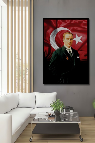 Teona Ahşap Ahşap Atatürk Ve Türk Bayrağı - Dijital Tablo - Solmayan Canlı Re...