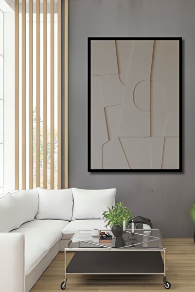 Teona Ahşap Dekoratif Ahşap Görünümlü Açık Bej Soyut Tablo Çerçeve Görünümlü ...