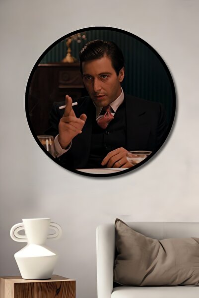 Teona Ahşap Dekoratif Tony Montana Duvar Tablo Ahşap Yuvarlak Tablo