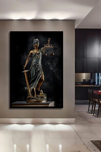 Teona Ahşap Themis Gözü Kapalı Bir Elinde Kılıç Bir Elinde Terazi Adalet Heyk...