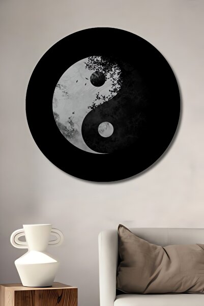 Teona Ahşap Dekoratif Ying Yang Duvar Tablo Ahşap Yuvarlak Tablo