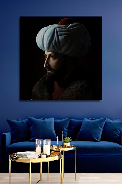 Teona Ahşap Dekoratif Dikey Fatih Sultan Mehmet Duvar Tablo Ahşap Dikdörtgen Tablo