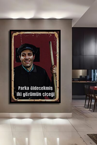 Teona Ahşap Dekoratif Tablo Çöpçüler Kralı Kemal Sunal Retro Çerçeve Görünüml...