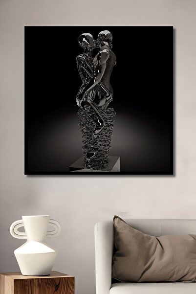 Teona Ahşap Ahşap Tablo Metalik Öpüşen Çift, Modern 3 Boyutlu Çerçeve Görünüm...