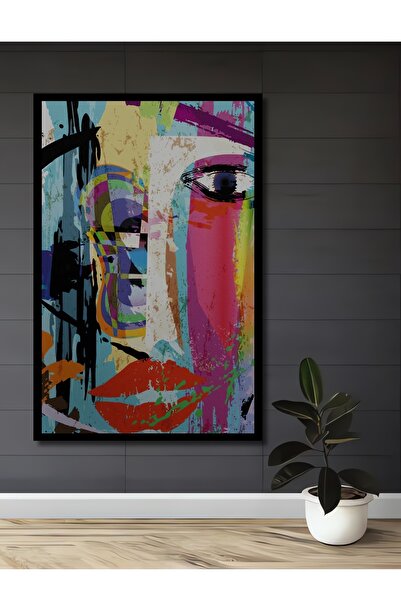 Teona Ahşap Dekoratif Renkli Soyut Kübik Ahşap Tablo Çerçeve Görünümlü Dikey ...