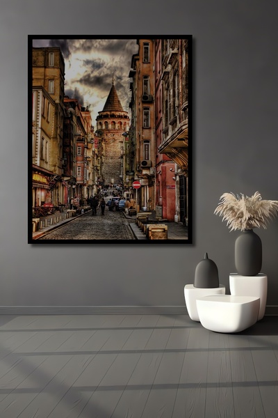 Teona Ahşap Dekoratif Ahşap Eski Galata Kulesi Tablo Çerçeve Görünümlü Dikey ...