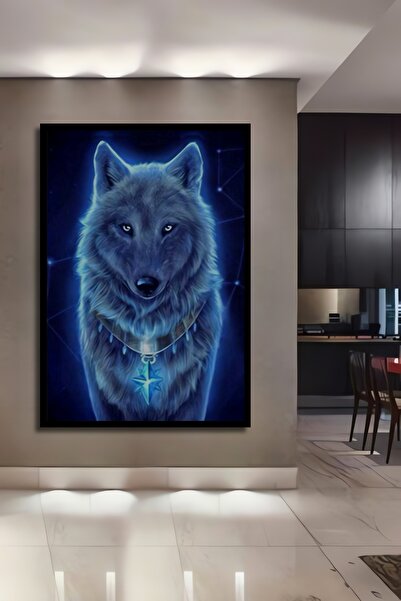 Teona Ahşap Dekoratif Kurt Desenli Ahşap Tablo Çerçeve Görünümlü Dikey Duvar ...