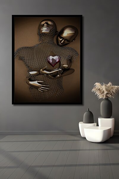 Teona Ahşap Ahşap Hatırasepeti Modern Aşk Temalı Duvar Dekorasyon 3d Bronz Ta...