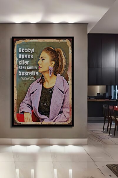 Teona Ahşap Dekoratif Tablo Yıldız Tilbe Retro Ahşap Poster Çerçeve Görünümlü...