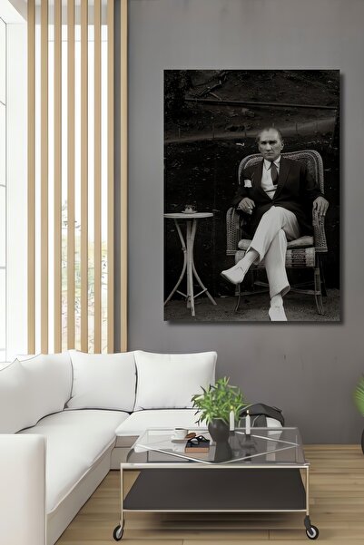 Teona Ahşap Dekoratif Dikey Siyah Beyaz Atatürk Duvar Tablo Ahşap Dikdörtgen ...