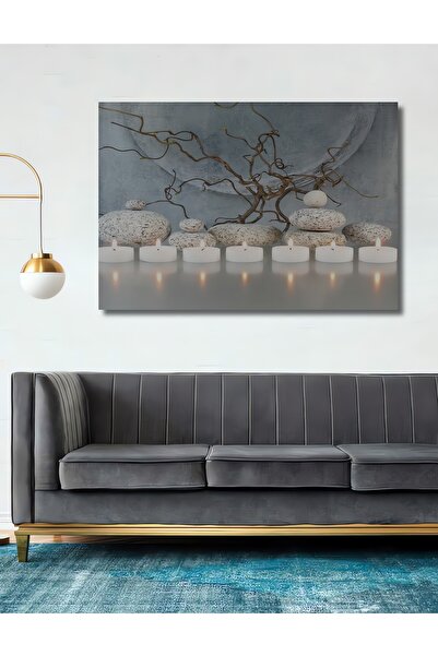Teona Ahşap Dekoratif Mum Desenli - Tek Parçalı Ahşap Tablo Şık Yatay Duvar D...