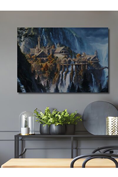 Teona Ahşap Dekoratif Yüzüklerin Efendisi Ayrık Vadi Rivendell Ahşap Tablo Şı...