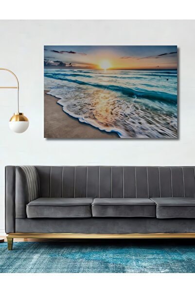 Teona Ahşap Dekoratif Ahşap Deniz Kıyısı Manzaralı Tablo Şık Yatay Duvar Deko...