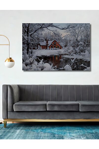 Teona Ahşap Dekoratif Kış Ve Doğa Manzaralı Ahşap Tablo Şık Yatay Duvar Dekor...