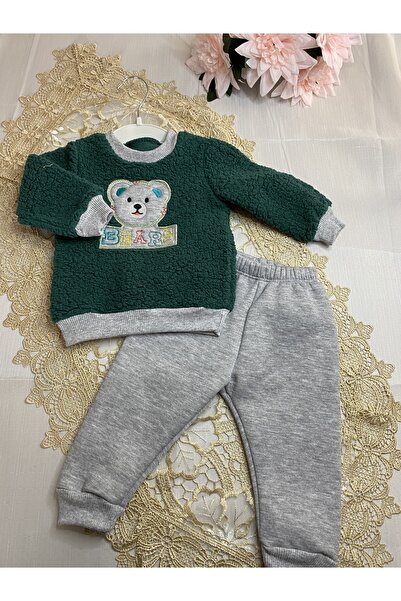 VİŞNE BEBE YÜNLÜ İÇİ POLAR KIŞLIK BEBEK TAKIMI