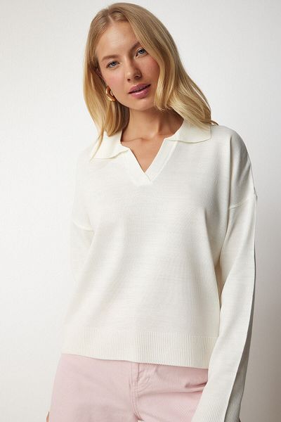 My love butik Women's Bone Polo Neck Basic Sweater