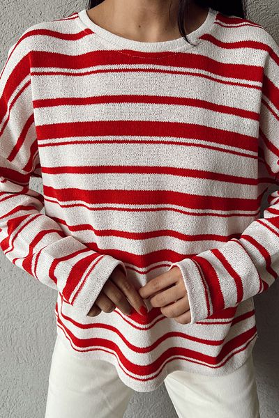 Seda Yalçın Atelier Red Striped Knitwear Sweater