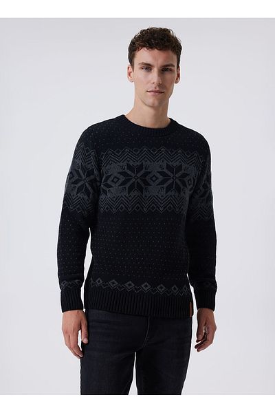 Lee Cooper Мъжки пуловер с поло яка, стандартна кройка, черен, 241 LCM 241036, СНЕЖНО ЧЕРЕН