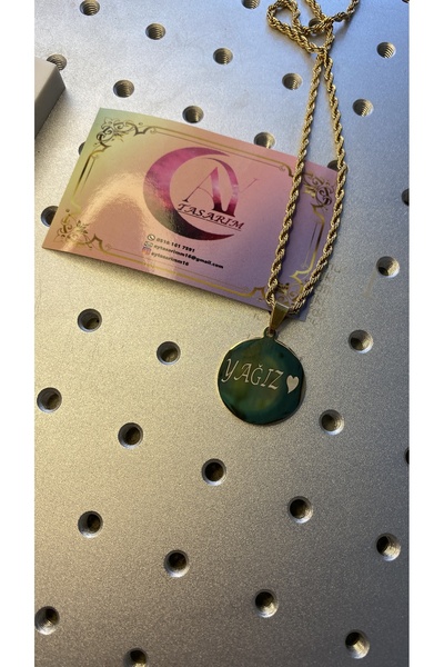 ay tasarım51 Kişiye özel çelik plaka kolye isim yazılı