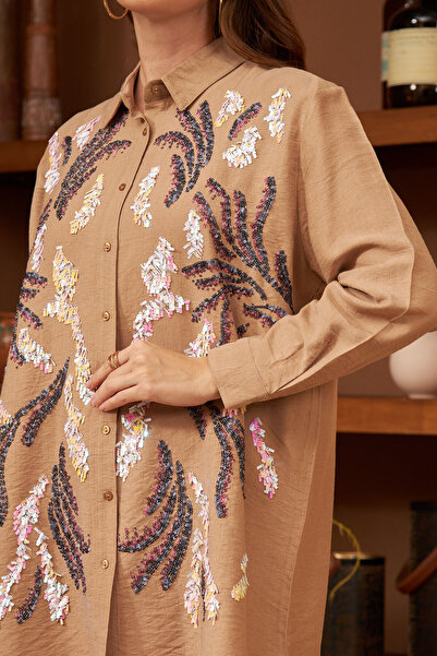 Orfeo Negro Women's Oversize Sequin and Embroidered Shirt