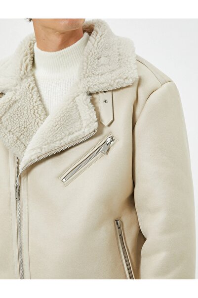 Koton Σουέντ τζάκετ εσωτερικά με βελούδινη λεπτομέρεια τσέπης με φερμουάρ