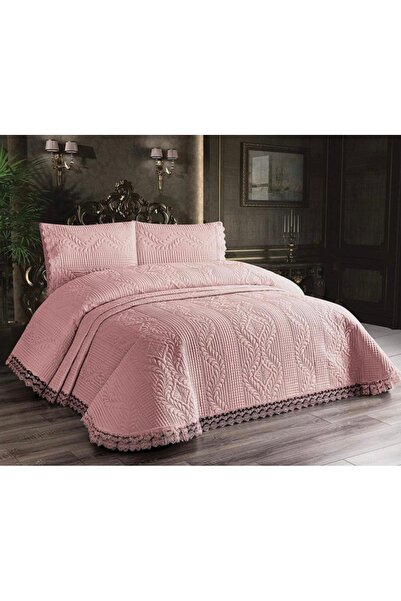 GENÇEV HOME COLLECTİONS Set Cuvertura De Pat Microfibra Dantela * Cuvertura De Pat 250 X 260 Cm