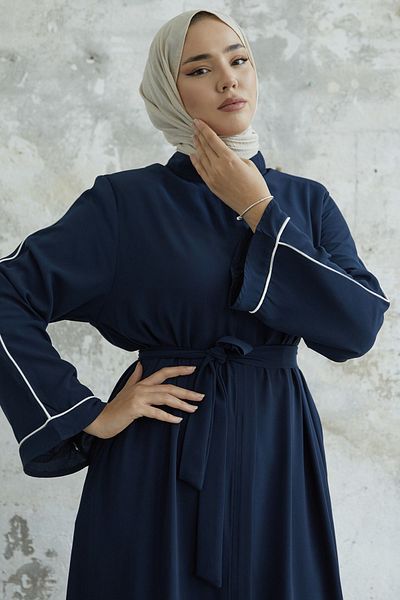 InStyle Salvia Casual Sleeve Piping με σχέδιο Abaya - Navy Blue
