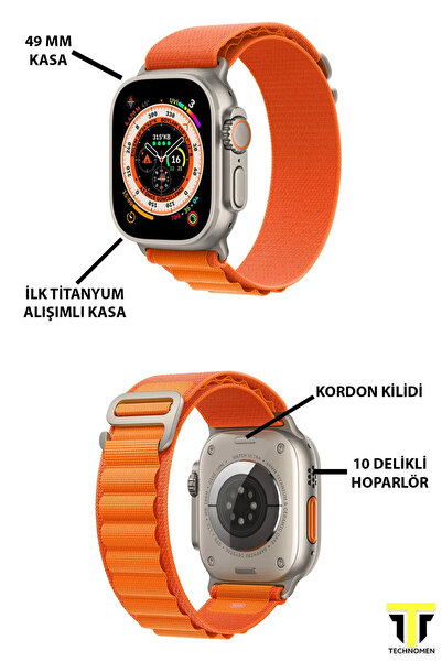 TECHNOMEN Akıllı Saat Y60 Ultra Plus 7 Kordon Kasa Koruma Kırılmaz Cam Hediyeli Smart Watch