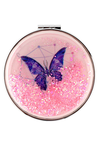 Tikatti Double Sided Purple Butterfly Mirror with Magnifying Glass