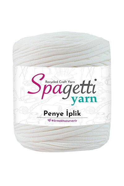 Spagettiyarn Penye İp Şeker Beyaz 2 El Örgü İpliği