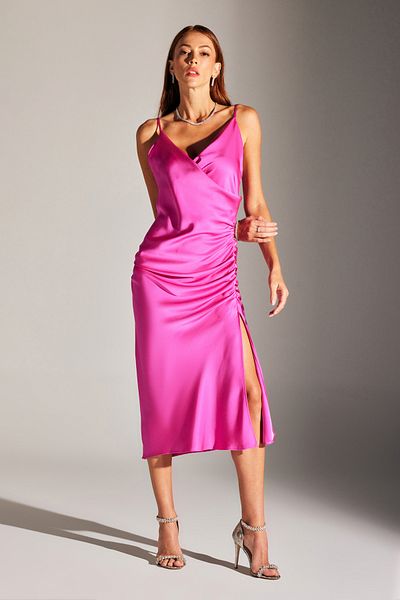 BETTY & SAM ZOLENIE DRAPIERTES, RIEMENFUCHSIA-Abendkleid