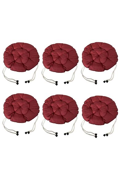 SIFIR312 6 PCS 40X40 Cm Round Stool Cushion - Chair Cushion - Pouf Cushion