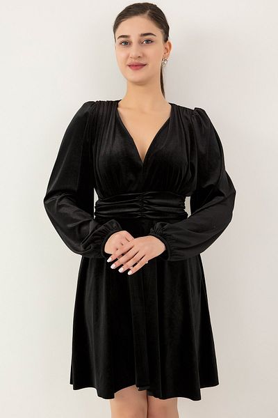 PULLIMM Rochie din catifea cu umeri 2023-0058