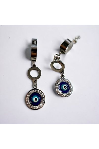 alsaccessories Steel Evil Eye Beaded Dangle Earrings